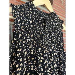 Black Floral Dress with Ruched Detail